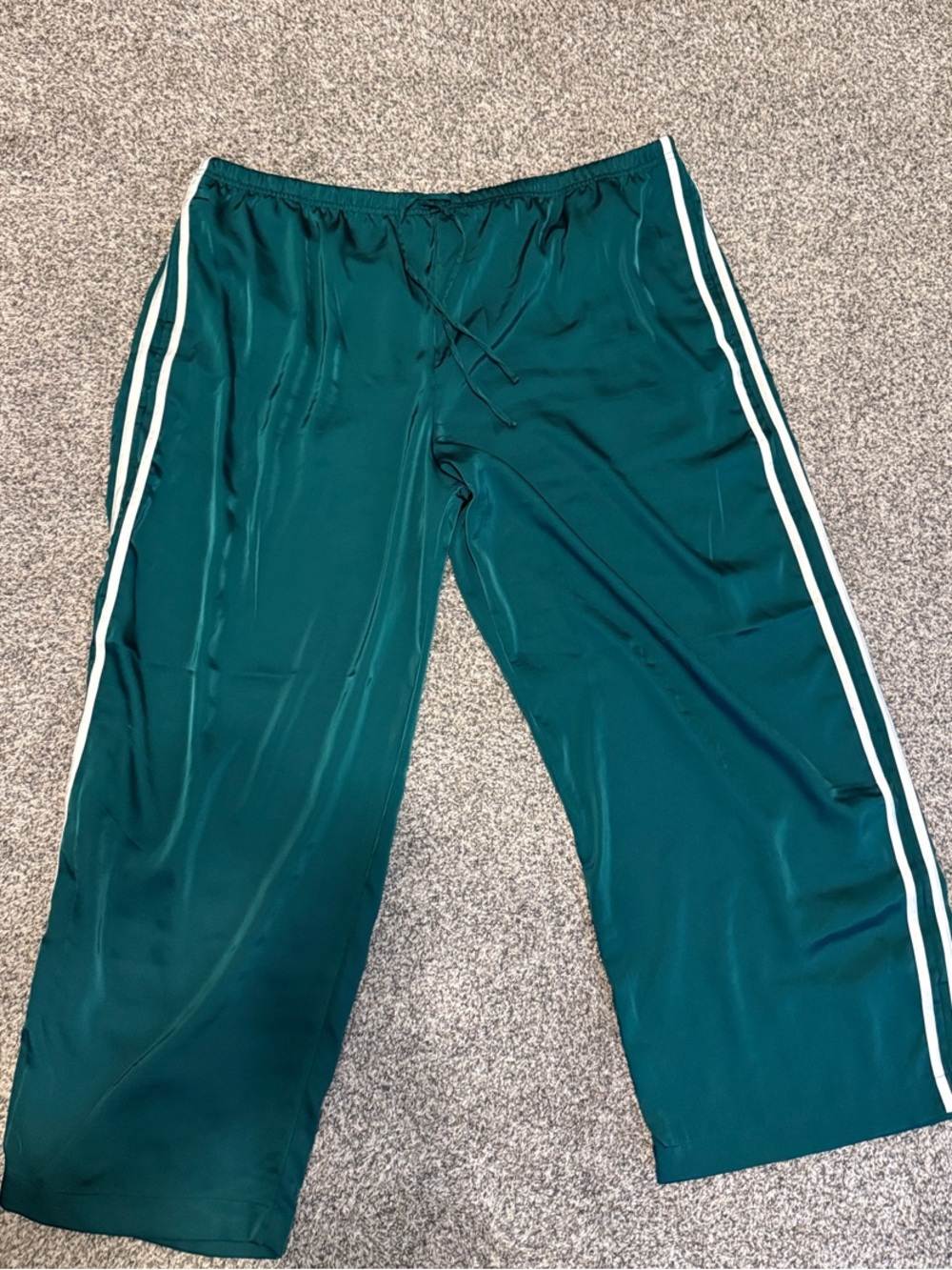 Old Navy Silk Green Wide-Leg Joggers with White Side Stripes - barely worn